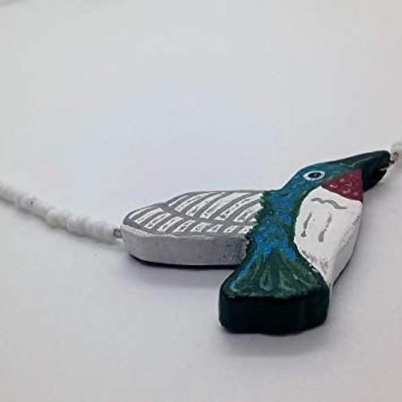 Wooden beaded Hummingbird necklace handmade handcrafted - Picture 6 of 6